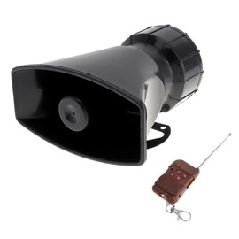ePathChina 7 Sounds Loud Car Warning Alarm Police Fire Siren Horn Speaker with Brown Remote Controller 12V 100W(1PC Remote Controller)