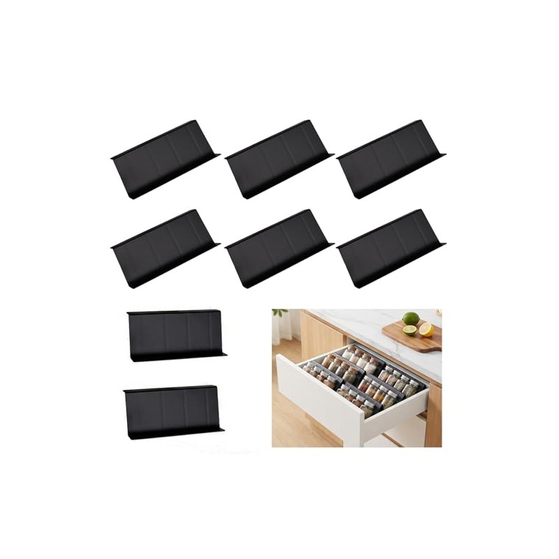 Pack of 8 Spice Rack, Drawer Spice Drawer Insert, Spice