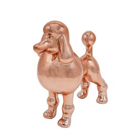 Nayothecorgi Ceramic Dog Statue - Metallic Gold Standing Poodle Dog Statue - Decorative Dog Sculpture for Garden or Home Décor - Poodle Dog Outdoor Statue - (9” x 3.5” x 9.25”)