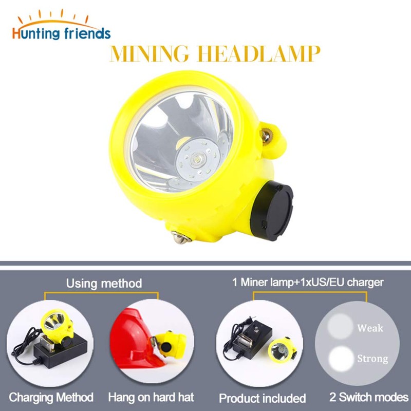 Super Bright Rechargeable LED Mining Headlamp, 1 Main + 6