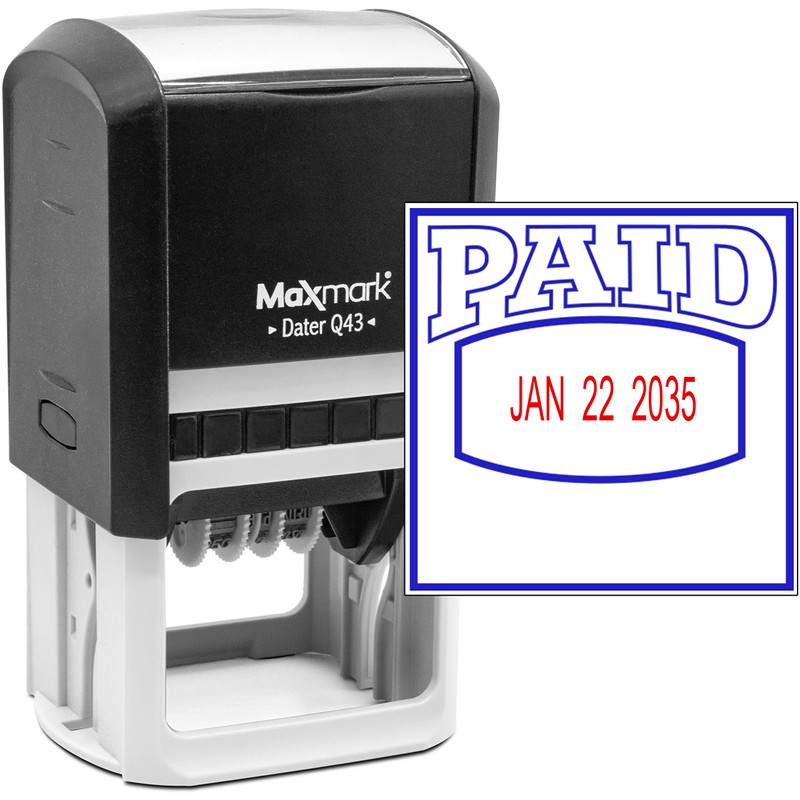 MaxMark Q43 (Large Size) Date Stamp with Paid Self Inking