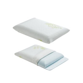 ATTABABY Toddler Pillow, Adjustable Memory Foam Small Pillow for Toddler 2 Years & Above, 13” x 18” Mini Size for Kid Sleeping, Napping or Traveling, Washable No Zipper Pillowcase, Green