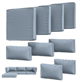 Tounosnt 9Pcs Outdoor Chair Cushions Covers Waterproof Anti-Fading for 5 Pack Patio Set Cushion Slipcovers, Outdoor Furniture Protector Cover Replacement(Cover Only)