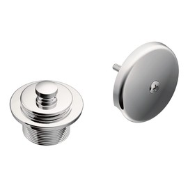 Moen T90331 - Kit de desagüe para tina y ducha de metal chapado en cromo Push-N-Lock y cubierta de desbordamiento con roscas de 1-12 pulgadas,