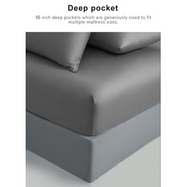 SAKIAO 100% Egyptian Cotton Sheets Full Size, Luxury Sheets 1000 Thread Count Cotton Sheets, Hotel Quality Sateen Weave, Hotel White Sheets with Elasticized Deep Pocket (Dark Grey, Full)