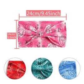 6 Pieces Headbands for Women, Wide Boho Headscarves, Non-Slip Bandanas, Hair Bands, Elastic Hair Accessories, Knotted Turbans Head Wrap Adults