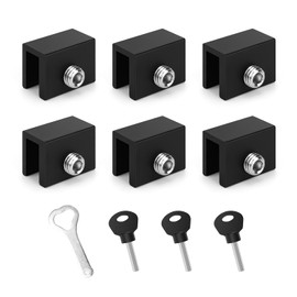 JANDH Adjustable Window Locks, Pack of 6 Black Sliding Window Locks, Stoppers, Aluminium Alloy Window Lock, Slate Window Lock, Suitable for Sliding Door and Window