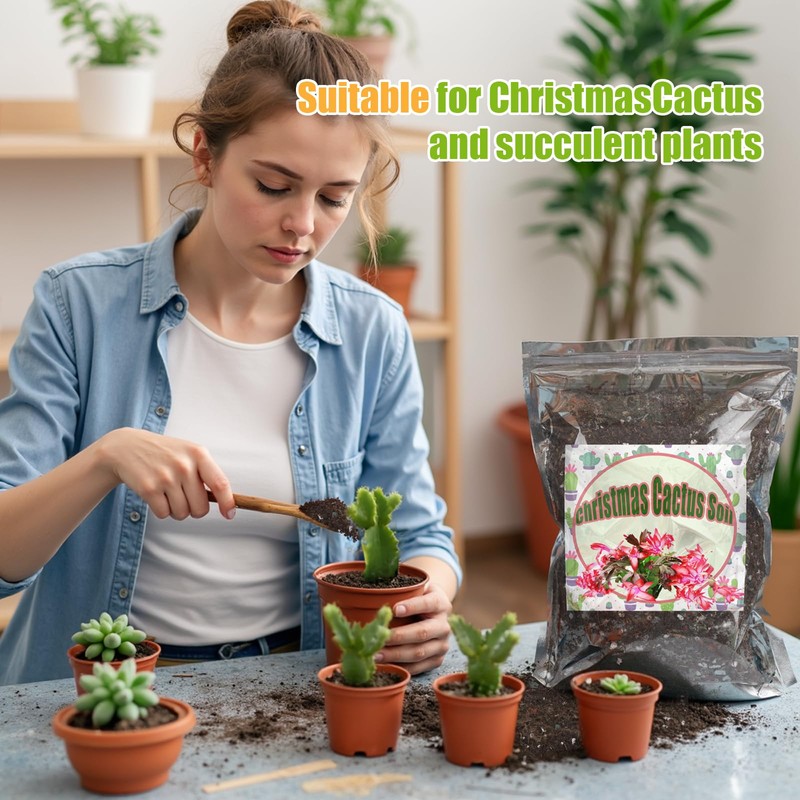 Doter Christmas Cactus Potting Soil Mix 2qt, Ideal for Succulents,