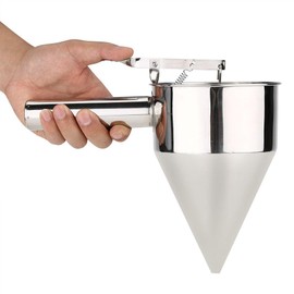 Piston Funnel, 800ml Wax Funnel Dispenser Piston Fondant Funnel for Sauces Stainless Steel Baking Funnel Dispenser with Rack for Home Kitchen Bakery Use