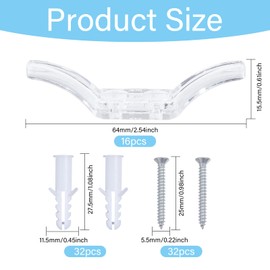 beinkmake 16Pcs Cord Cleats for Blinds Safety Rope Cleats Plastic Transparent Blind Cord Cleat with Screws for Window Blinds Curtains Sun Shades Ropes