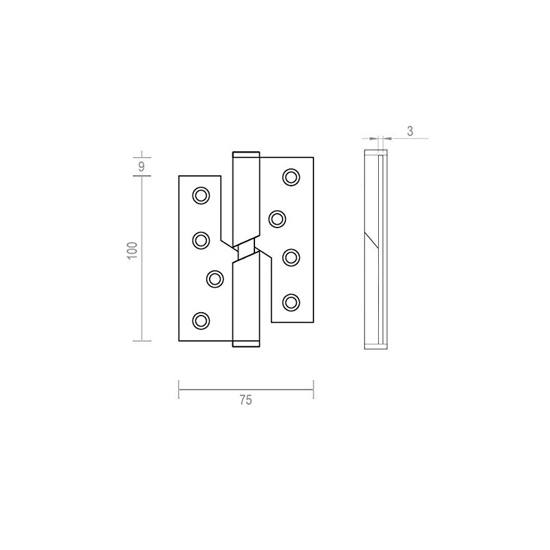 Rising Butt Hinges for Internal Door Handles (Left Handed) Satin