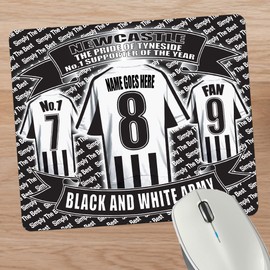 Newcastle Football Shirt Personalised Mouse Mat Gift