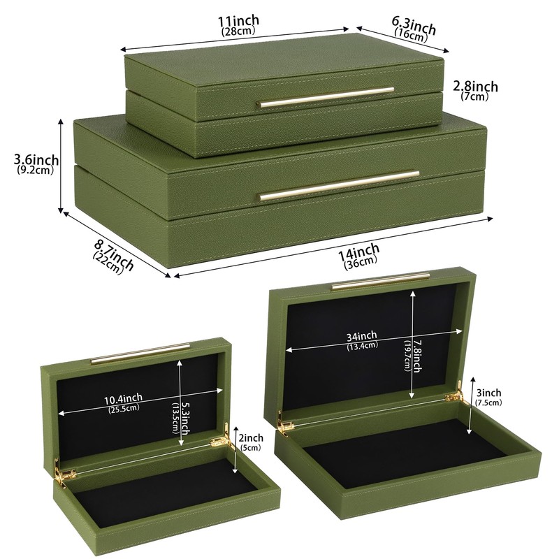 HofferRuffer Faux Leather Decorative Boxes Set of 2, Large Nesting