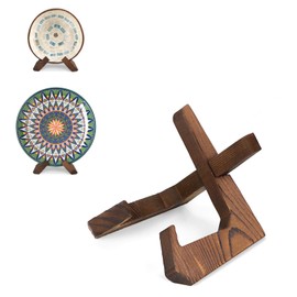 PUERSI Wooden Bowl Display Stand, 3.5 Inch Bowl Holder, Display Holders for Displaying Large Deep Plates, Platters and Dishes, 3.5" H x 4.8" W x 4" D (For Items under 2.5" in Depth)