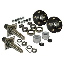 RIGID HITCH INCORPORATED Pair of 5-Bolt On 5 Inch Hub Assembly (AKRD-350055F) Includes (2) Flanged 1-3/8 Inch to 1-1/16 Inch Tapered Spindles & Bearings