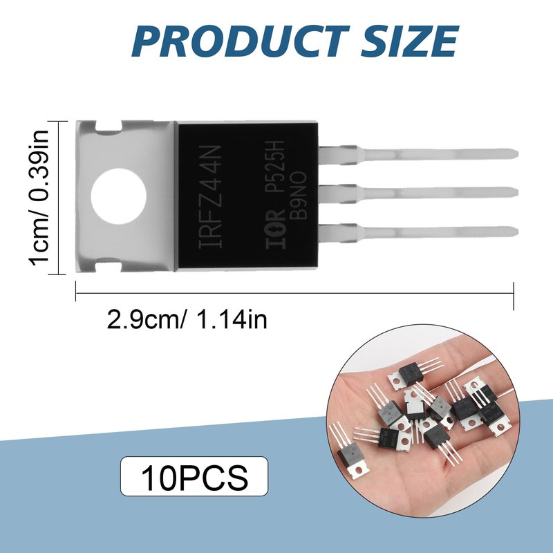 IRFZ44N N-Channel MOSFET Transistors, Powerful Rectifier, 49A 55V, for High