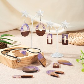 Beadthoven 20Pcs Resin Wood Charms DIY Earrings Pendants Slate Gray 10 Styles Teardrop Triangle Dangle Charms Bohemian Wood Pendants for DIY Statement Women Necklace Jewelry Making Supplies