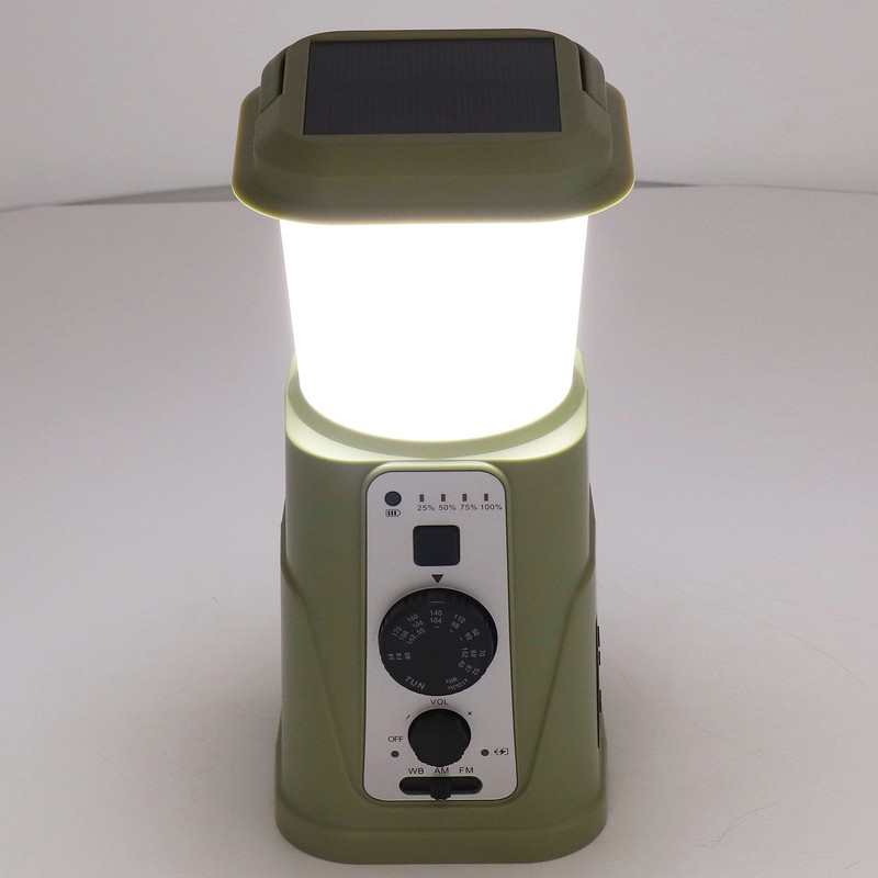 Camping Lamp Hand Cranked Solar Power Indicator LED IPX3 Waterproof