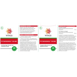Vitals - Pycnogenol 50 mg high quality extract of sea pine bark 60 capsules. 100% vegan. Very strong scientific base. The pycnogenol has a strong antioxidant effect.