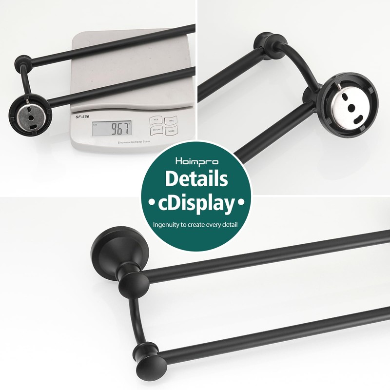Hoimpro Adjustable Retractable 15-27 Inches Stainless Steel Bathroom Towel Bar,