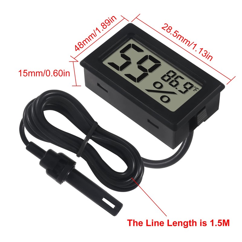 DWEII 6-Pack Mini Digital Thermometer Hygrometer with Probe Indoor Temperature