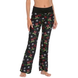 HDE Womens Pajama Pants Wide Leg Sleepwear Casual Loose Lounge Pant PJ Bottoms Elfed Up - 1X