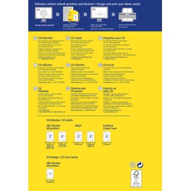 AVERY Zweckform C6074-20 selbstklebende CD-Etiketten (40 blickdichte CD-Aufkleber, Ø 117 mm auf A4, ClassicSize, Papier hochglänzend, bedruckbare Klebeetiketten für alle Inkjet-Drucker) 20 Blatt, weiß