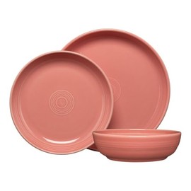 Fiesta® 3-Piece Coupe Place Setting – Durable Ceramic, Lead-Free, Dishwasher/Microwave/Oven Safe – Made in USA Dinnerware - Peony