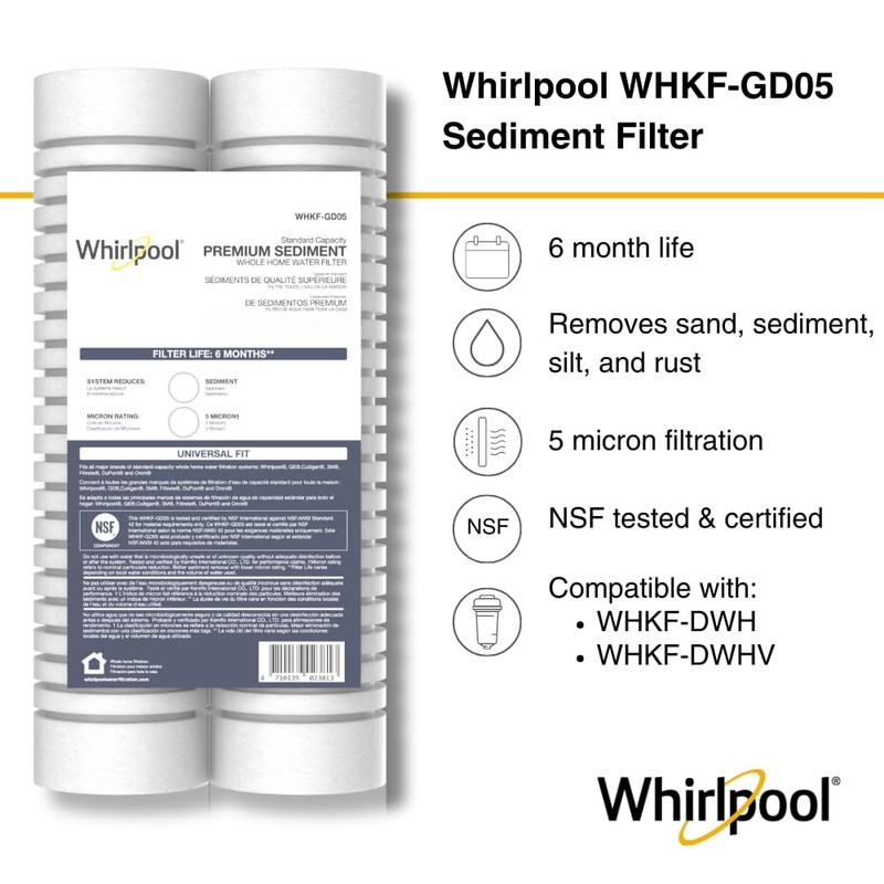 Whirlpool 10" x 2.5" Whole Home Standard Capacity Sediment Filters