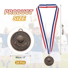 MECCANIXITY Bronze Award Medals 2 Inch, Metal Winner Medals with Neck Ribbon for Sports Competitions Games Party Favors 24 Pieces