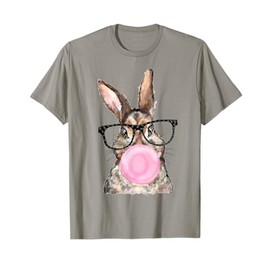 Cute Bunny Glasses Bubblegum Easter Day T-Shirt