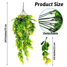 Hamiledyi Reptile Plants Hanging Terrarium Plants Artificial Leaves Habitat Decorations with Suction Cup Green and Yellow Fake Amphibian Plants for Bearded Dragon Lizard Geckos Chameleon（2 Pack）