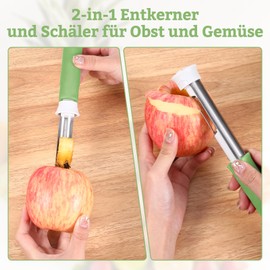 Apple Corer, 2 in 1 Apple Corer and Peeler, Apple Core Cutter, Potato Peeler, Apple Peeler, Stainless Steel Vegetable Peeler, Apple Corer, Apple Cutter, Peeler Tupper (Green)