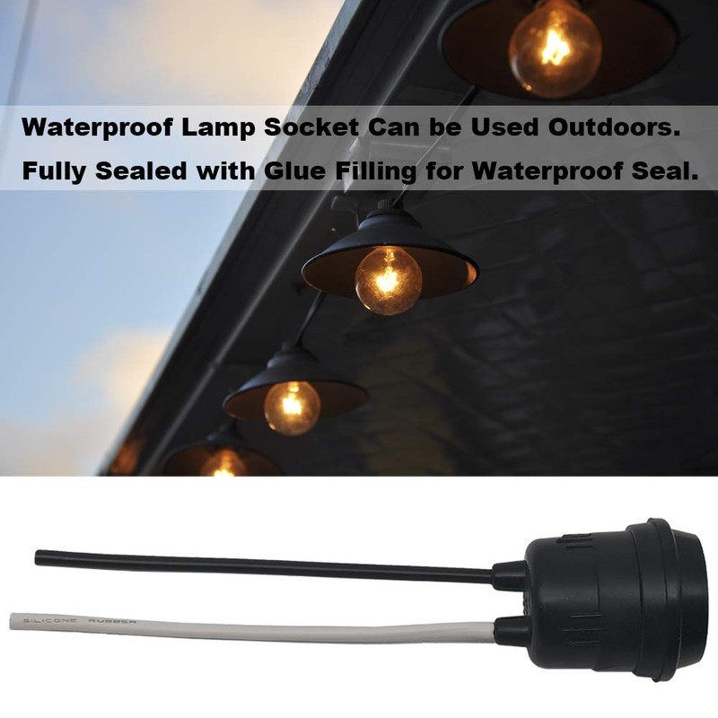 New orange heart Waterproof Lamp Socket, 6 Pack Black Pigtail