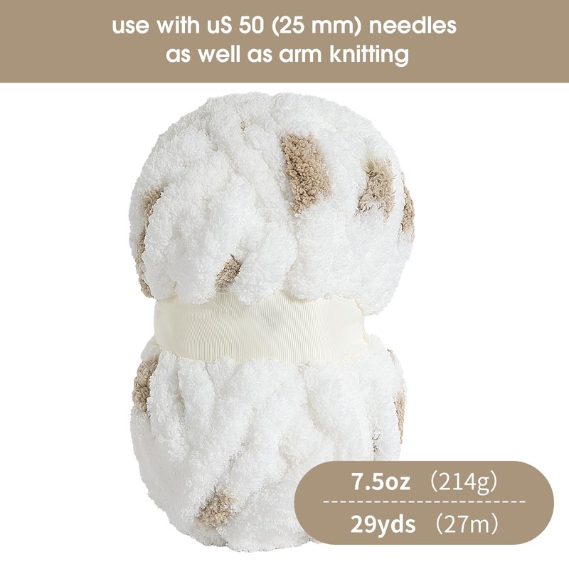 HOMBYS Chunky Chenille Yarn for Hand Knitting,Fluffy Plush Thick Yarn