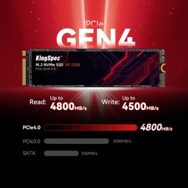 KingSpec 2TB M.2 SSD 2280 NVMe PCIe 4.0 x4, Incredible Read up to 5000MB/s, Internal M2 PCIe SSD Compatible with Gaming Console/Desktop/Gaming Laptop
