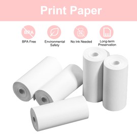 GlobalCrown Refill Printing Paper of Kids Instant Cameras,5 Rolls of Thermal Printer Paper,5.7cm Width,White Zero Ink Printing Paper,Best Choice for Instant Print