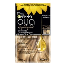 Garnier Olia Natural Hair Highlights for Blondes with 60% Oils and Clay, Ammonia-Free and Vegan, Softer and Silkier Hair - 1 Application