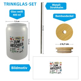 Farewell Drinking Glass with Bamboo Lid for Colleagues and Friends Funny Glass as Farewell Gift with Saying for Colleagues