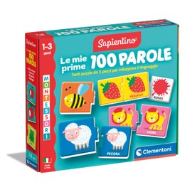 Clementoni - Sapientino Prime 100 1 Year Flashcards, Flashcards for Children, Montessori Game to Learn New Words, in Italian, Made in Italy, 16851, Multi-Colour