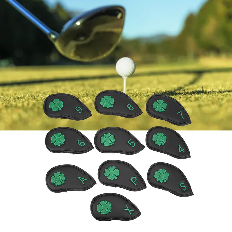 10 PCS Golf Club Head Covers Four Leaf Clover Pattern
