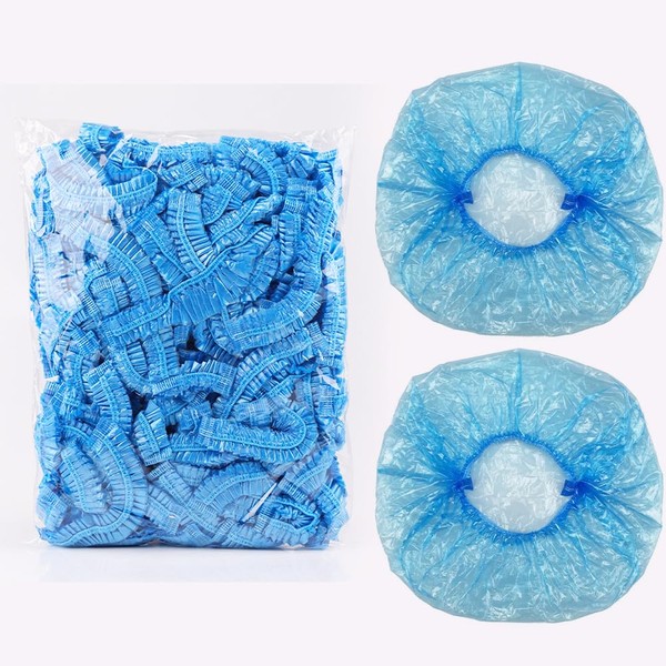 Leliafleury 100Pcs Disposable Shower Caps, Clear Plastic Bath Caps, Waterproof