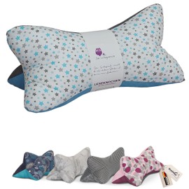 Leseknochen Nackenkissen Feuerwerk bequem und waschbar! Handgestopft und genäht in Deutschland - Nutzbar als Nackenrolle Kissen Nackenrolle (Sternchen hellblau)