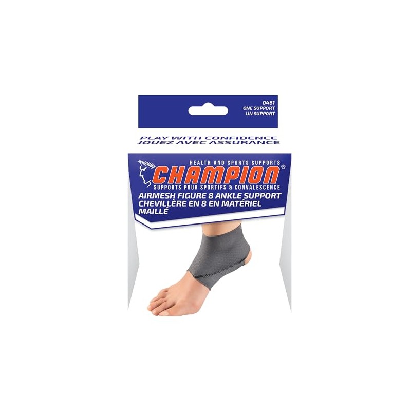 Champion Ankle Brace, Figure 8 Straps, Adjustable Support, Airmesh Fabric,