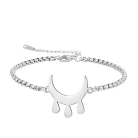 LIKGREAT Triple Moon Goddess Charm Bracelet Amulet Blessing Bracelets Moon Teardrops Stainless Steel Adjustable Bracelet Jewellery for Women (Sliver)