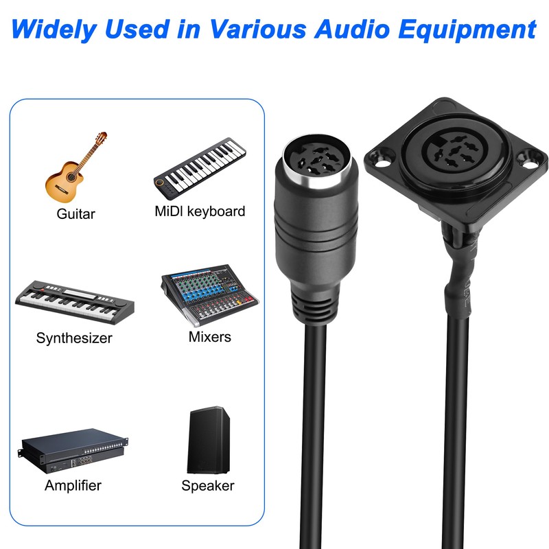 MEIRIYFA 83CM D-Type DIN 6 PIN MIDI Audio Signal Cable