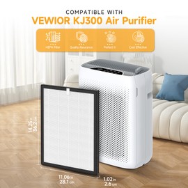 VALZONE KJ300 Replacement Filters | Compatible with VEWIOR KJ300 Purifier | 3-Stage Filtration | (White 2PCS)