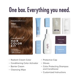 Madison Reed Madison Reed Radiant Hair Color Kit, Light Golden Brown for 100% Coverage of Gray Hair, Ammonia-Free, 7NGV Lucca Light Brown, Permanent Hair Dye, Pack of 1