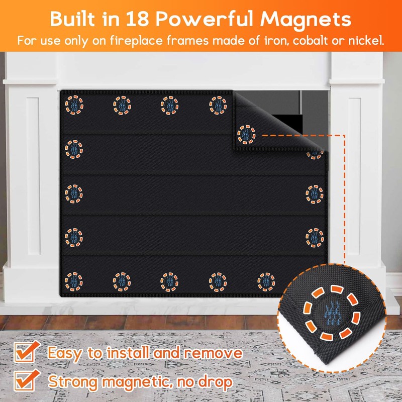 Rumlick Oxford Cloth Magnetic Fireplace Cover - 39" x 32",