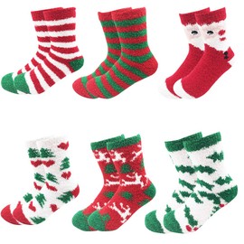 October Elf 6 Pairs Adult Christmas Holiday Socks Warm Winter Cozy Socks (One size, B)